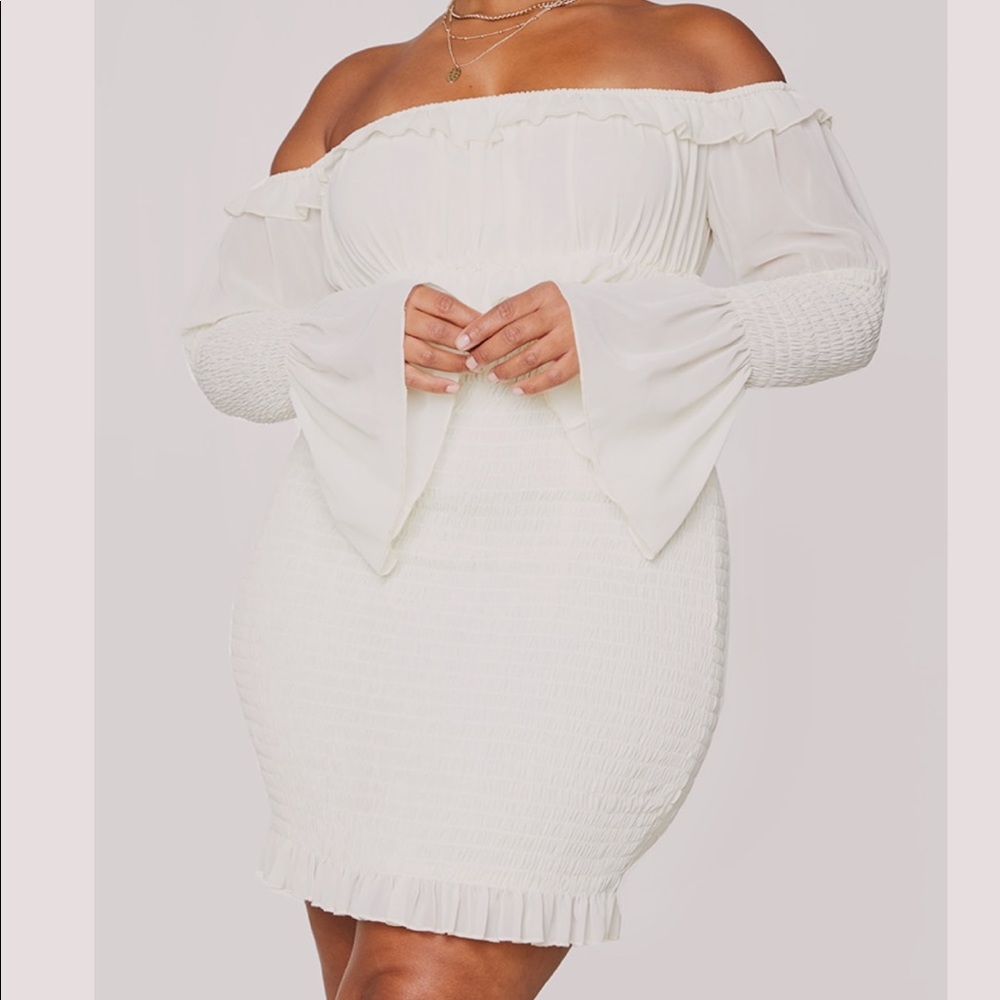 Plus Cream Chiffon Dress